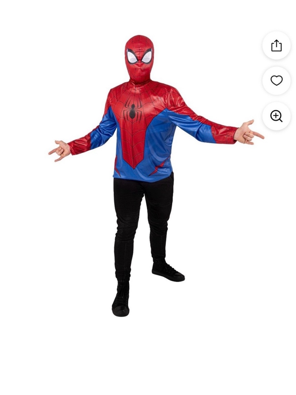 Men’s Marvel Spiderman Top with Masked Hood Size Large - XL (36-42)